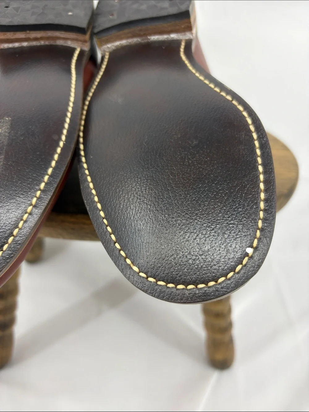 Unused! Vintage Foot Traits Boys Classic Brown Leather Loafers Boat Shoes, sz 5